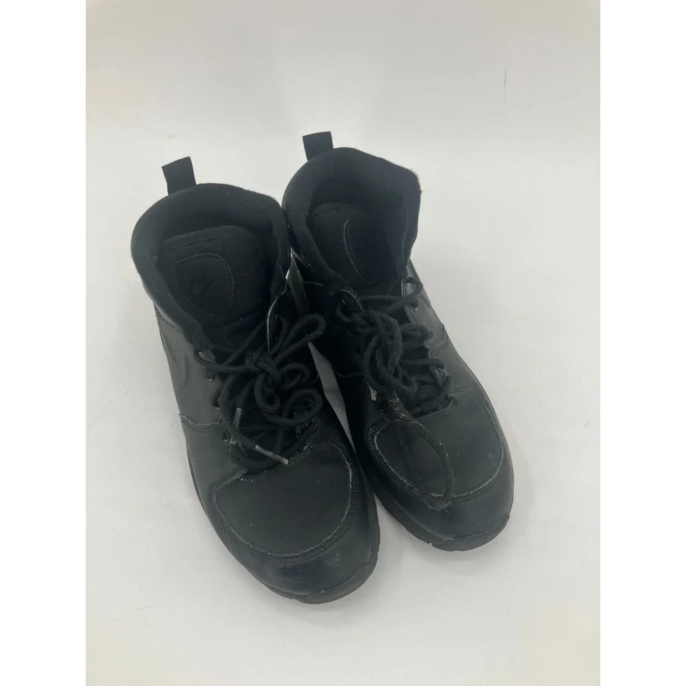 Nike Manoa Leather BQ5372-001 Boots Kids US 5.5 Black Lace Up Round Toe Ankle
